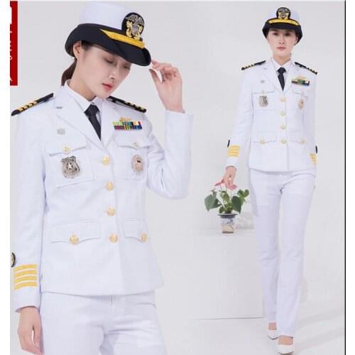 US Navy uniform Women Captain Yacht uniform Military suit White army