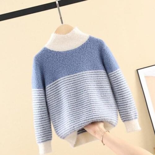 2021 Spring Autumn Toddler Baby Kids Striped Sweater Children Boys Pullover Long Sleeve Turtleneck Knitted Sweater Tops W322