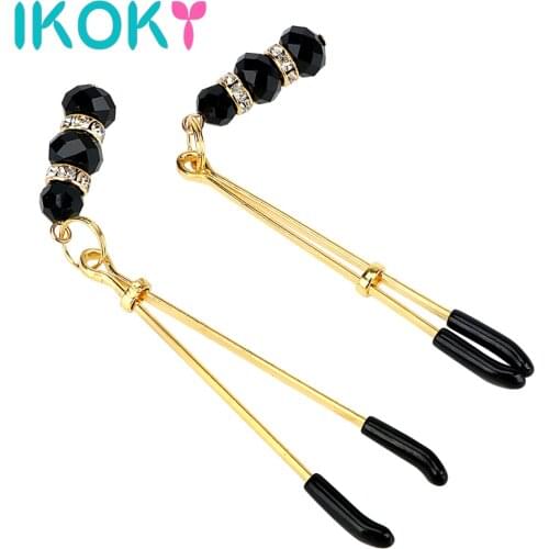IKOKY 1 Pair Breast Labia Clips Clit Clamp Adjustable Erotic Product Adult Game Sex Toys for Couples Nipple Clamps with Jewelry