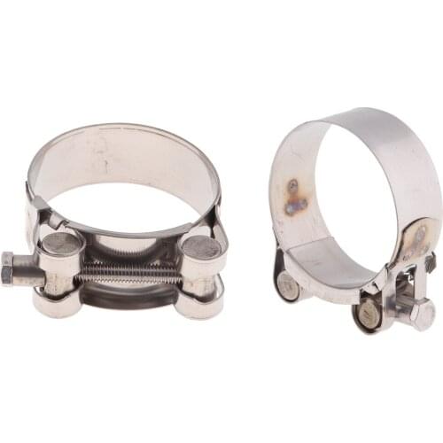 Motorbike Stainless Steel Clamp Butt Joint Narrow Band Exhaust Seal Clamp 48-51mm/52-55mm