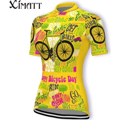 Womens Short Sleeve Cycling Jersey Summer Polyester Dark Pink Yellow Light Green Road Bike Enduro Motocross T-shirt