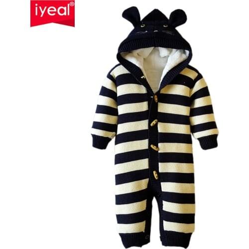 IYEAL Winter Baby Romper Sweater Long Sleeve Cotton Animal Cartoon Stripes Knit Sweater Outwear Coat for Infant boy girls