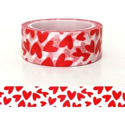 1 Rolls Red Love Pattern Tape DIY Decorative Paper Craft Tape Adhesive Tape for Valentines Day (Red Love Heart)
