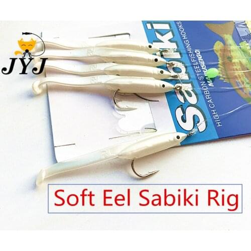 10bags 1/0 soft lure baits, sabiki lure set with white small fishes ,shrimp string sabiki rigs for sea fishing sabiki tackle