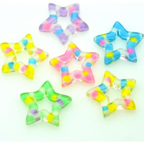 10PCS 31mm Candy Color Resin Star Cabochon Embellishments for Craft Scrapbooking Earring Jewelry Making Accessories