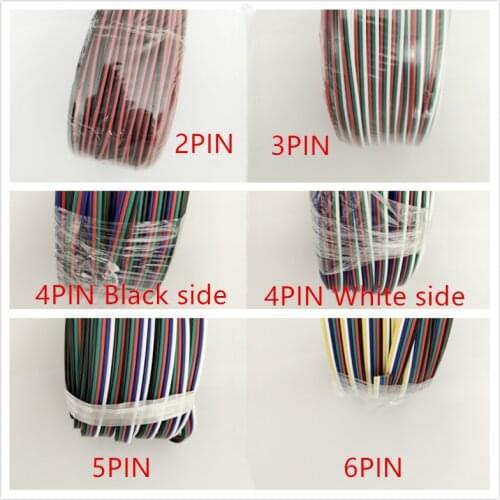 2pin 3pin 4pin 5pin 6pin 22AWG Led Connector Extension cable LED RGB wire For WS2812 WS2811 RGB RGBW RGB+CCT 5050 3528 LED Strip