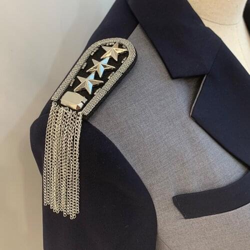 2pcs Handmade Star Epaulette Jewelery Tassel Big Shoulder Brooch Epaulet /epaulettes Spikes/ Blazer Accessories/pin