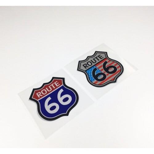 2PCS Car Stickers Funny US National Flag US Highway Route 66 Motorcycle Helmet Laptop DIY Sticker Decals Reflective