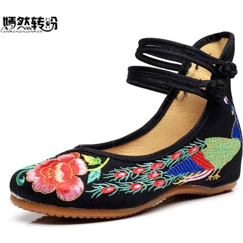 29 Colors Fashion Womens Shoes Old Peking Mary Jane Flat Heel Denim Flats with Embroidery Soft Sole Casual Shoes Plus Size 41