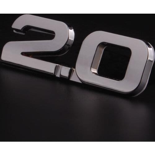 BBQ@FUKA 3D Car Auto Metal Silver 2.0 2.0T 2.0TSI Rear Trunk Decal Emblem Badge Styling Sticker