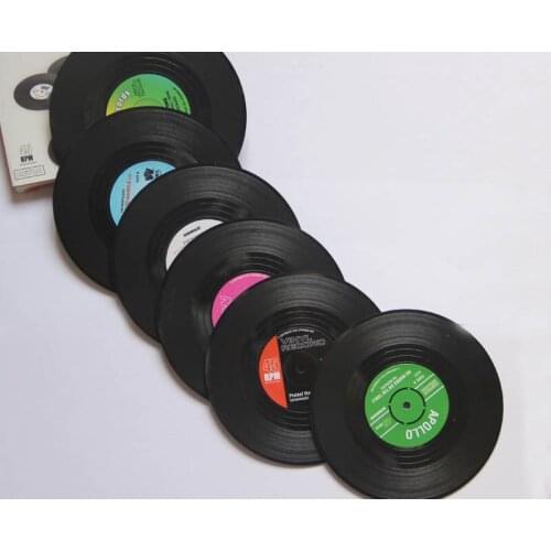 50 sets (6 Pcs/set )Home Table Cup Mat Creative Decor Coffee Drink Placemat Spinning Retro Vinyl CD Record Drinks Coasters 3942