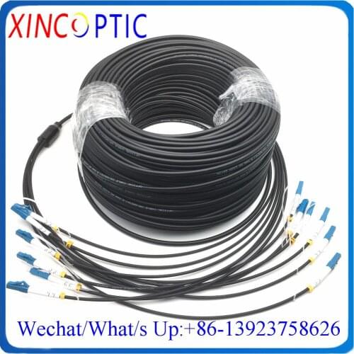 60M,6Cores SM 9/125 G657A 60Mts ST/FC/SC/LCUPC 6F/6C LC-LC LSZH/TPU 4.5mm Black Armored Fiber Optic Patch Cord Cable Connector