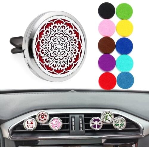 Mandala Lighthouse 30mm Car Diffuser Locket Vent Clip Freshener Essential Oil Aromatherapy Perfume Diffuser Locket 10pcs Pads