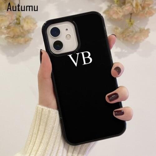 Phone Case for iPhone 12 mini X XS XR 11 Pro Max SE 2020 5 6S 7 8 Plus Personalised White Initial Initials Letters Name Wedding