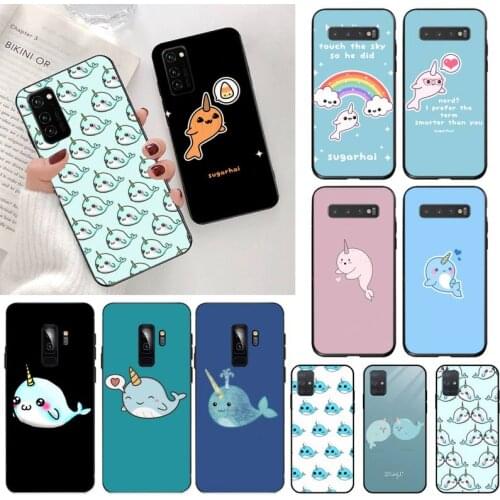 CUTEWANAN Narwhal Kawaii Cute Animals Coque Shell Phone Case for Samsung S20 plus Ultra S6 S7 edge S8 S9 plus S10 5G lite 2020