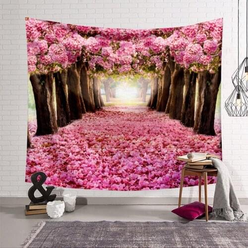 Flower Avenue Printing Tapestry Bedroom Living Room Dormitory Wall Hanging Tapestry Modern Natural Beauty Washable Blanket