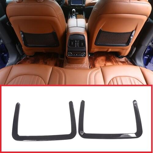 For Maserati Ghibli For Levante 2016 Car Accessories Carbon Fiber ABS Rear Row Back Seat Net Bag Frame Trim 2 Pcs