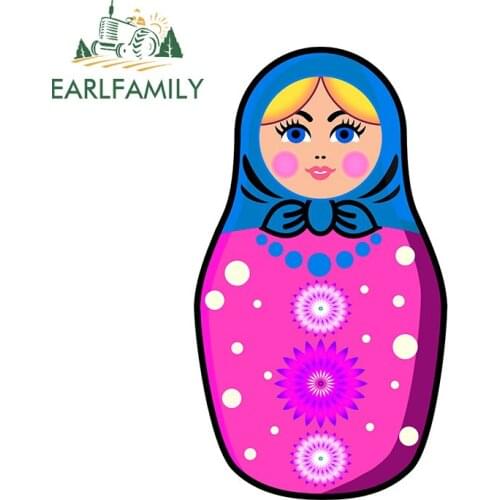 EARLFAMILY 13cm x 7.5cm For Pink Babushka Matryoshka Car Stickers Waterproof Decal Scratch-Proof Vinyl Material Graffiti Decor