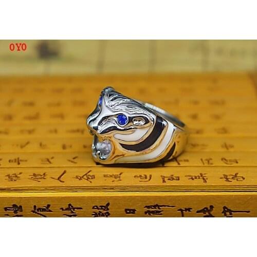 925 sterling silver inlaid sapphire European and American style domineering ring