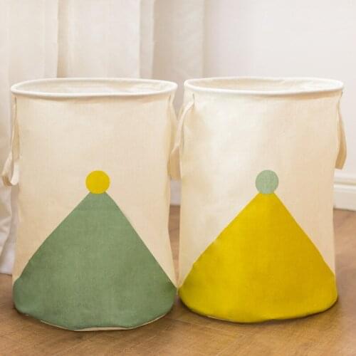 Cute Cartoon Foldable Laundry Basket Waterproof Cotton Linen Toy Basket Home Storage Bag Organizer for Dirty Clothes Toys