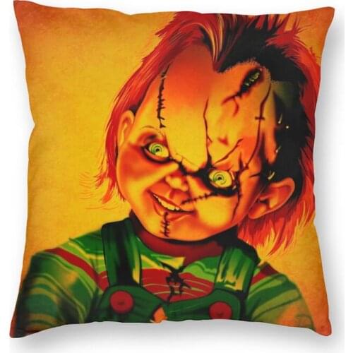 Cool Horror Movie Chucky Square Throw Pillow Cover Home Decor 3D Double-sided Printed Childs Play Cushion Cover for Living Room