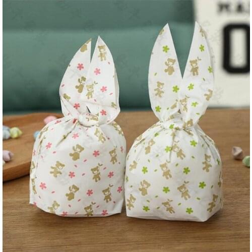 Hot selling 50pcs/lot Cute Rabbit Ear Cookie Bags Gift Bags For Candy Biscuits Snack Baking Package Event Party Supplies