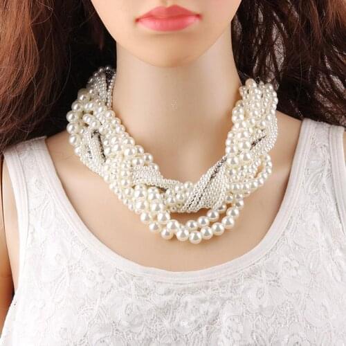 Best lady Fashion Z Bib Collar Necklace & pendant Luxury Choker Simulated pearl Necklace Statement Jewelry Wholesale Party