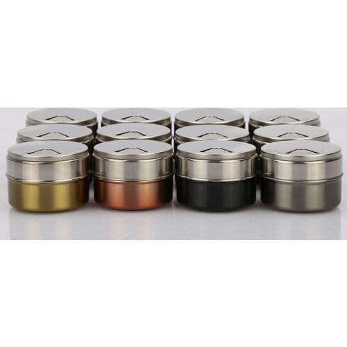 Seasoning Boxes Magnetic Dustproof Visible Stainless Steel Spice Can Seasoning Pot Outdoor Barbecue Cruet Rotating Seasoning Jar