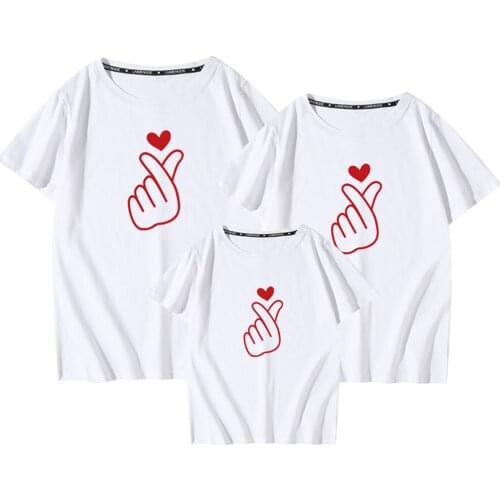 Fashion Summer Parent-child T Shirt Love Print Kids T-shirt Cotton 100% Tees Family Casual Baby Tops Streetwear Funny Cozy