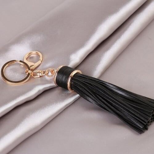 Fashion Tassel Key Chains Women Car Key Ring Bag Hanging Alloy PU Leather Keychains Keyring For Bags Phone Car Women Girl Gift