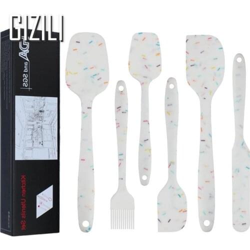 6Pcs Silicone Cooking Tool Sets Kitchen Cookware Non-Stick Heat-Resistant Flexible Turner Spatula Household Gadgets Accessories