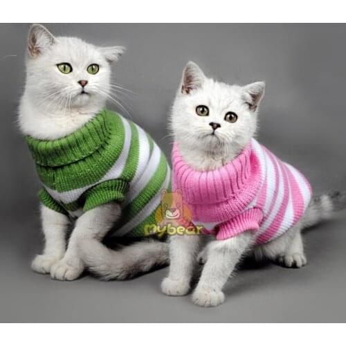 NEW Dog Cat Clothes Candy Stripe Color Warm Cat Sweater Pet Jumper Cat Clothes For Small Pets XS S M L XL
