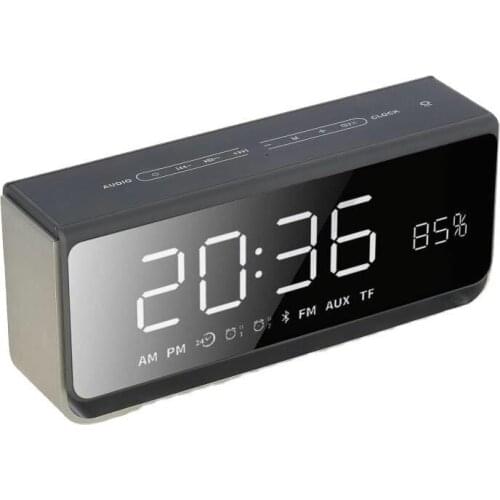 New E8 mirror time display bedside alarm clock dual speakers 10W portable card wireless Bluetooth speaker