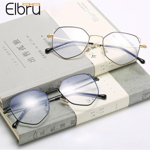 Elbru Cat Ear Irregular Anti Blue Light Myopic Glasses Men Women Ultralight HD Lens Short-sighted Eyeglasses Diopters -1.0 -4.0