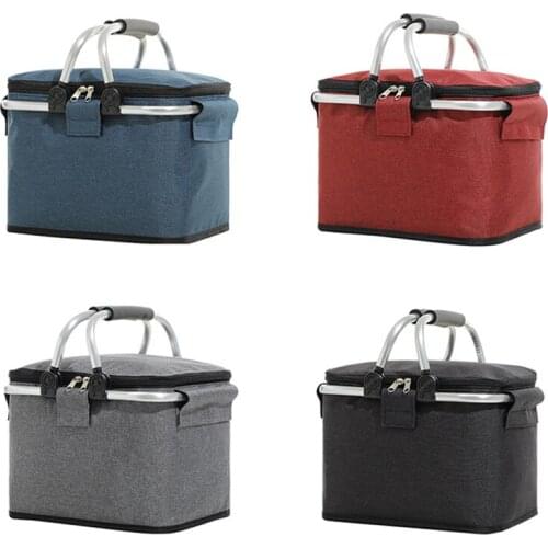 Hot Womens Insulated Lunch Bag with Aluminium Foil and Thickened Handle Large Capacity Portable Waterproof Picnic Bag