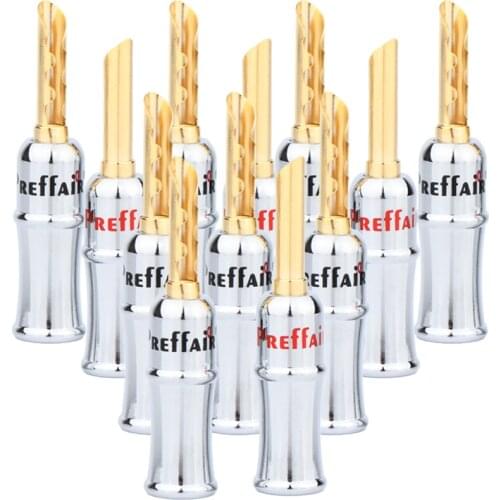 Preffair BA1451 24K Gold Plated Banana Plug Connector Speaker CF-BFA Plug For Audio Speaker Cable