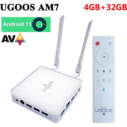 Pre-sale UGOOS AM7 Amlogic S905X4 AV1 Android 11 Smart TV Box 4GB DDR4 32GB ROM Type-C WiFi 6 1000M LAN BT5.0 4K HD Media Player