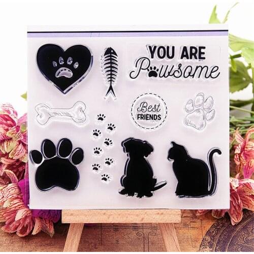 Hot sale Dog paw Transparent Clear Stamps / Silicone Seals Roller Stamp for DIY scrapbooking photo album/Card Making