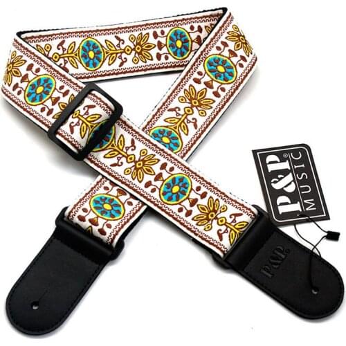Adjustable Guitar Strap Embroidered Acoustic Guitar Harness Jacquard Electric Guitar Strap Musical Instrument Strap