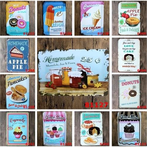 Vintage Metal Poster of Homemade Marmalade,jam&honey Best Donuts Fresh Delicious Ple Pancakes Popular Shop Restaurant Decoration
