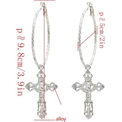 Hypoallergenic Sterling Silver Cross Hinged Piercing Huggie Hoop Earrings Long Dangle Minimalist Jewelry Unisex C1FE