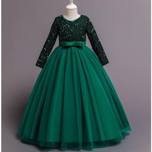 Princess Mesh Dress 4-14y Girl Christmas Winter Party Clothing Kids Sequin Wedding Dresses Children Spring Autumn Prom Costume