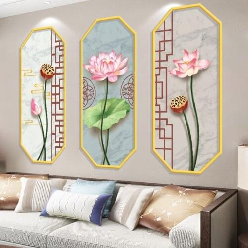[SHIJUEHEZI] Chinese Style Lotus Flower Wall Stickers DIY Plants Mural Decals for Living Room Kitchen Nursery Home Decoration