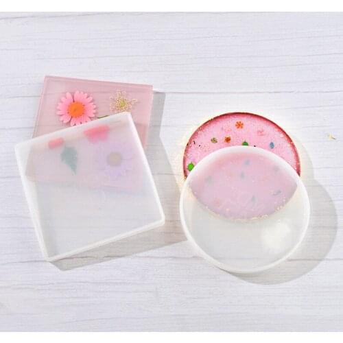 DIY Resin Crafts Silicone Square Round Coaster Mold Crystal Resin Cup Mat Mold Epoxy Mould Home Decoration Glass Resin Coaster