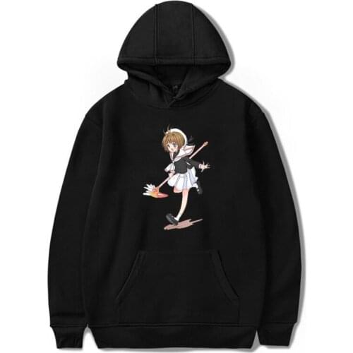 Japan Anime Sakura Card Captor Hoodie Women Men Hip Hop Sweatshirts Harajuku Thin Velvet Warm Printed Tops Hooded Tracksuit Coat