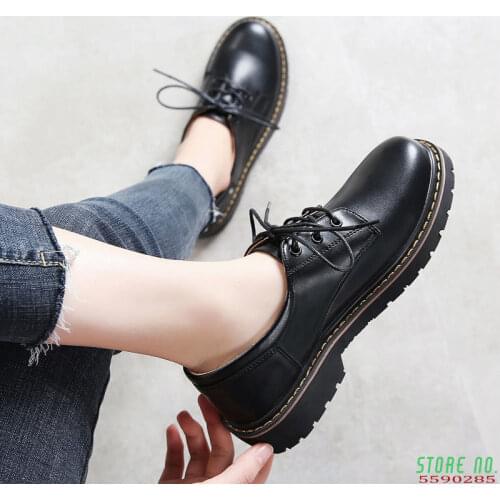 Top Quality Black Lolita Shoes Flats Womens Oxford Style Shoes Women Leather Mary Jane Shoes Teen Girls School Shoes Big Size 43