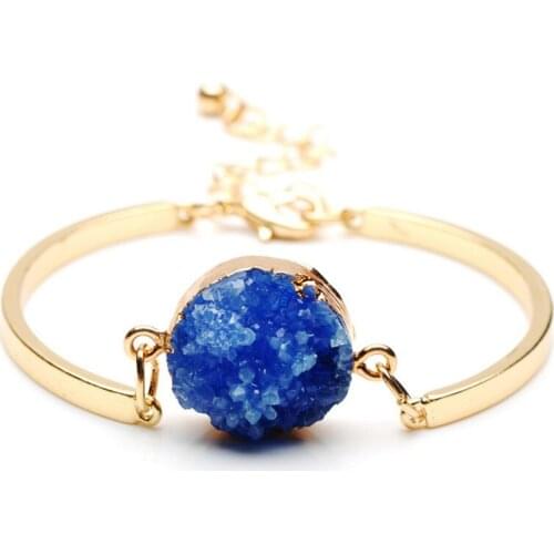 5 Color Druzy Resin Stone Bracelet For Women Charm Party Gold Color Bracelets Bangles Bijoux Pulseira Feminina Fashion Jewelry