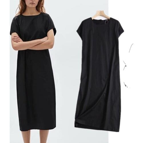 Jenny&Dave Summer Dress Women England Indie Folk Simple Solid O-neck Loose Long Vestidos De Fiesta De Noche Casual Vestidos