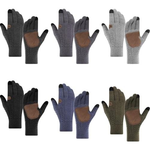 Unisex Winter Knit Touchscreen Gloves Non-slip Warm Gloves Elastic Anti-slip Gloves For Cycling Working Driving Outdoor
