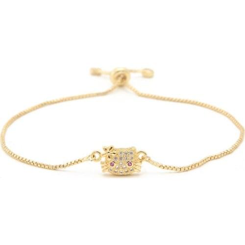 Gold silver Chain micro pave cz Zircon Cubic Zirconia bracelet rope adjusted Macrame cat Bangle g3r Fashion Jewelry